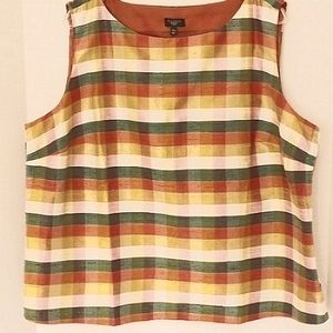 TALBOT'S 100% SILK MULTICHECKED SHELL TOP SIZE 20 W.     NWT